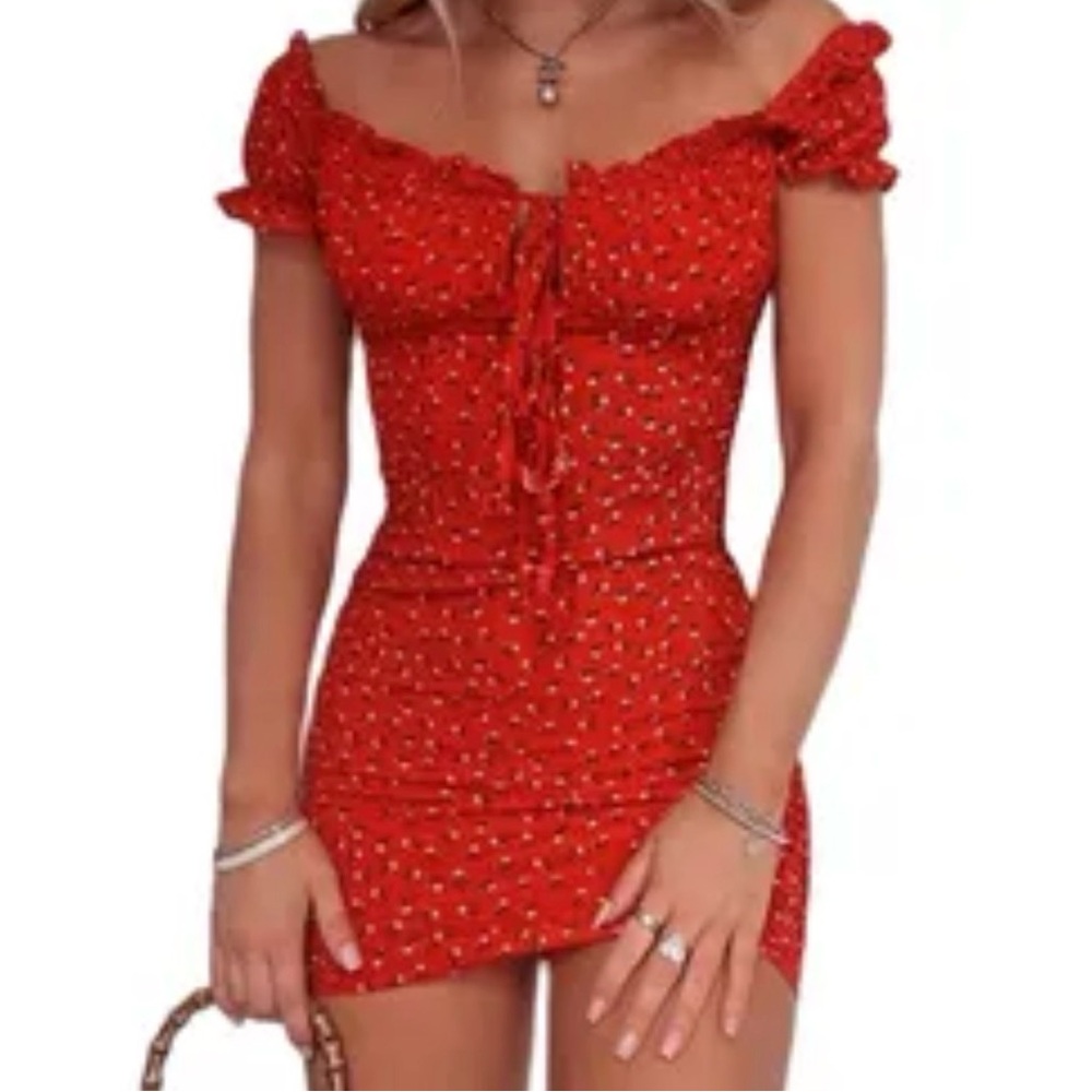 Red Off-Shoulder Mini Dress